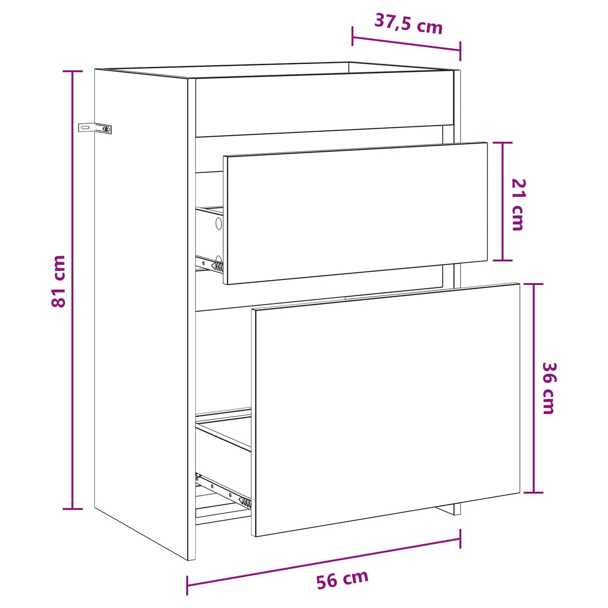 vidaXL Badkamer Onder Het Wastafel Kast Wit 56 x 37,5 x 81 cm