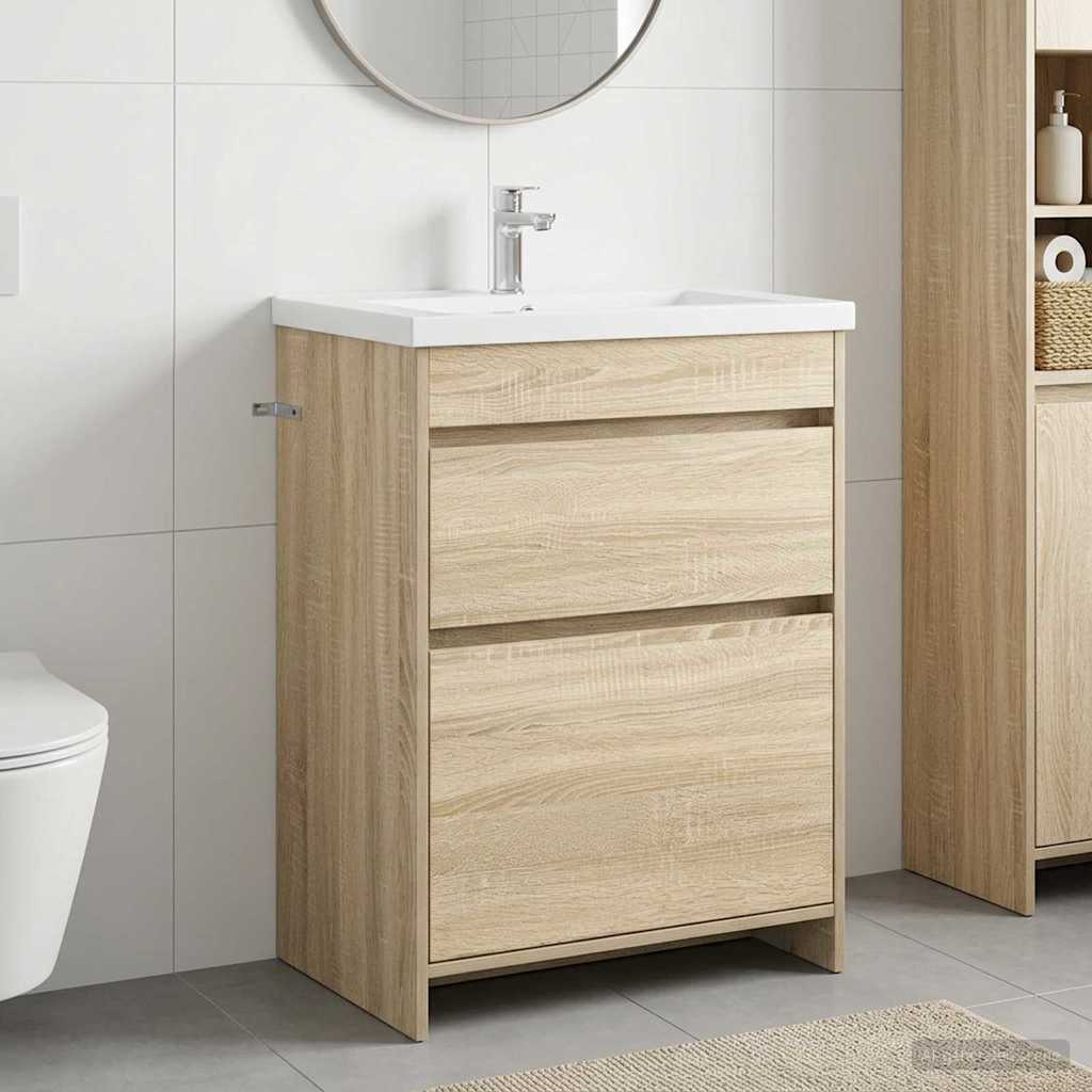 vidaXL Badkamer Onder Het Wastafel Kast Wit 56 x 37,5 x 81 cm
