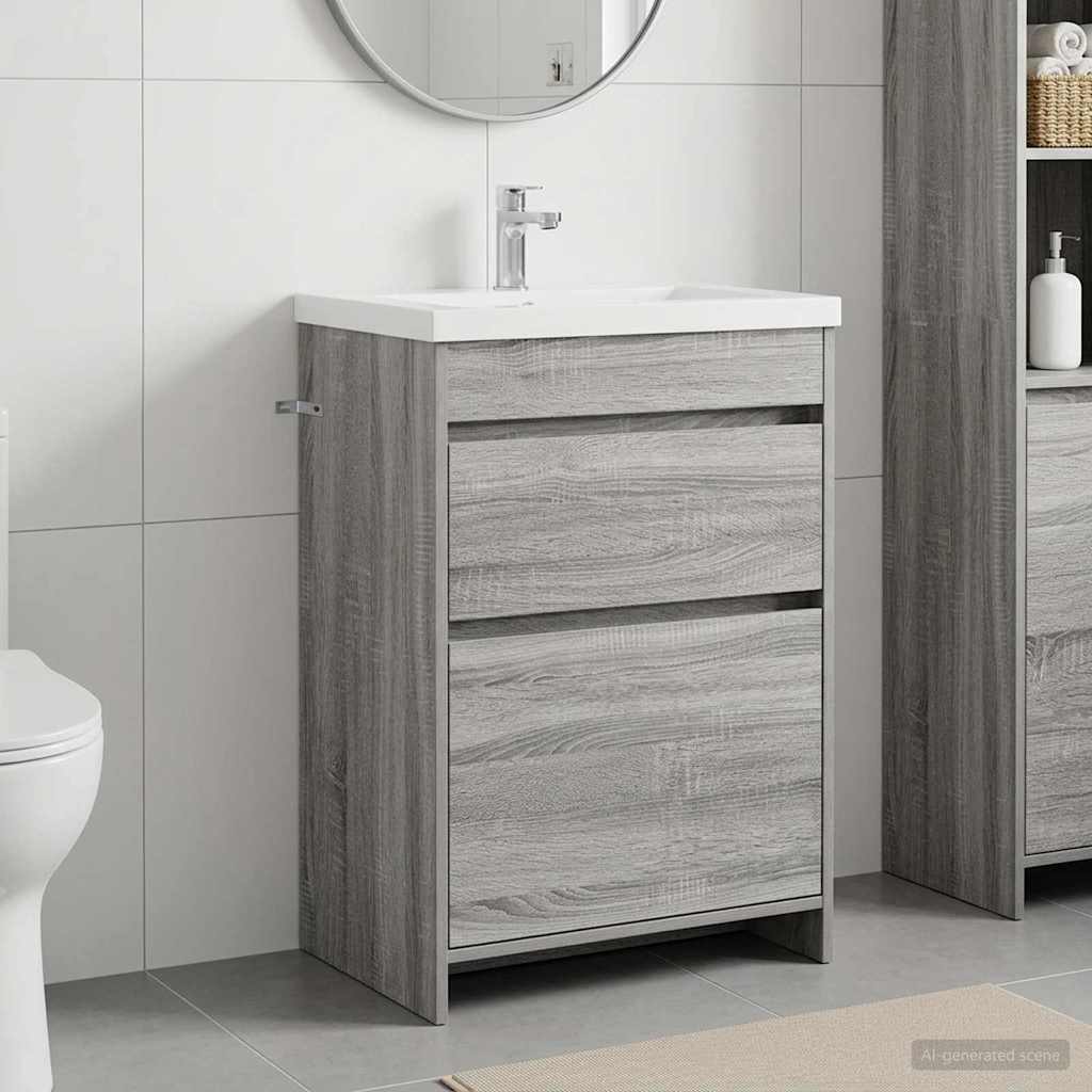 vidaXL Badkamer Onder Het Wastafel Kast Wit 56 x 37,5 x 81 cm