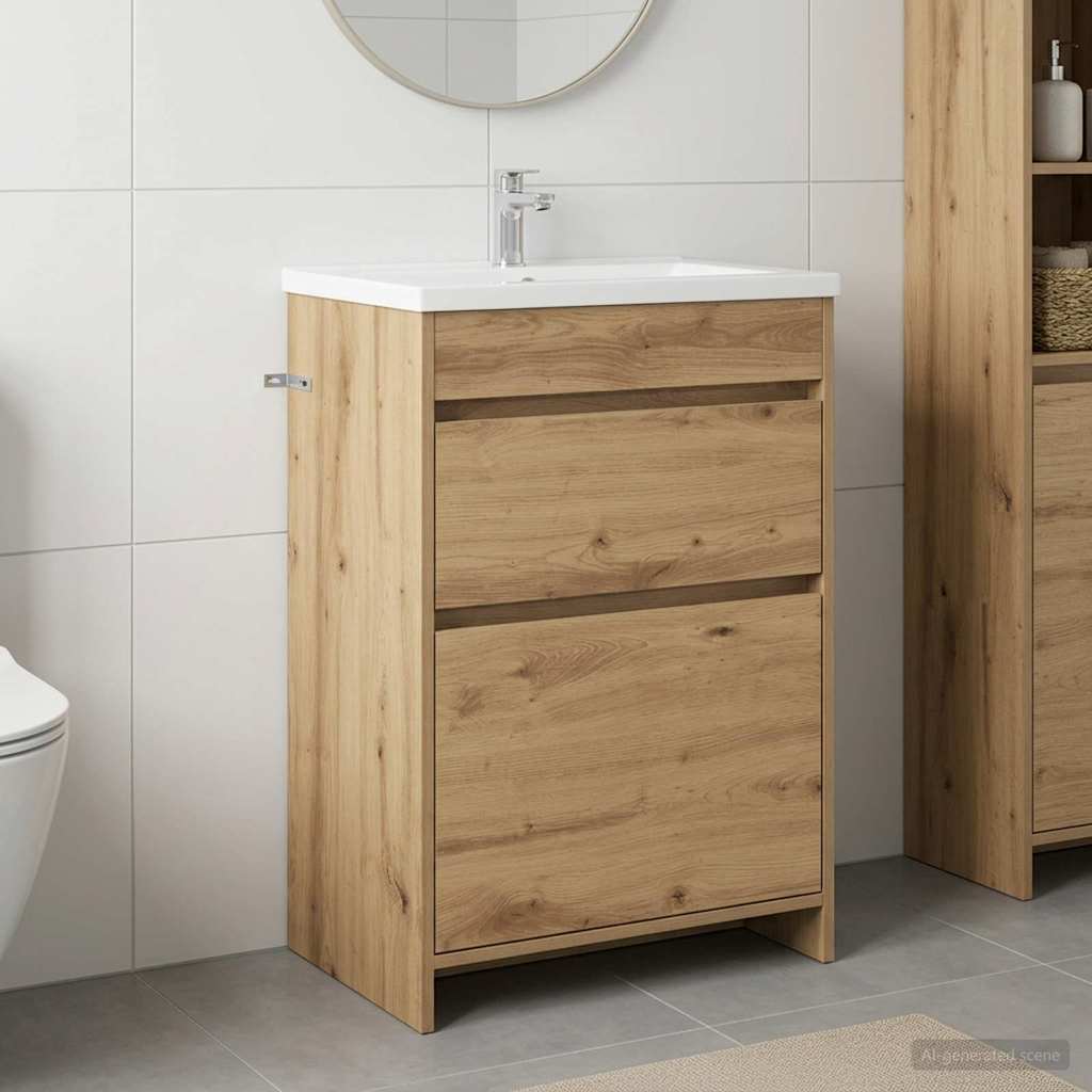 vidaXL Badkamer Onder Het Wastafel Kast Wit 56 x 37,5 x 81 cm