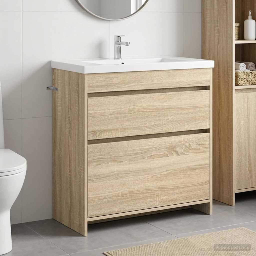 vidaXL Badkamer Onder Het Wastafel Kast Wit 56 x 37,5 x 81 cm