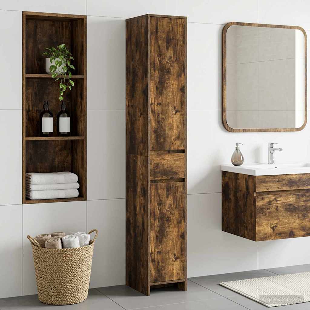 vidaXL Badkamerkast Wit 30 x 33 x 190 cm Bewerkt hout
