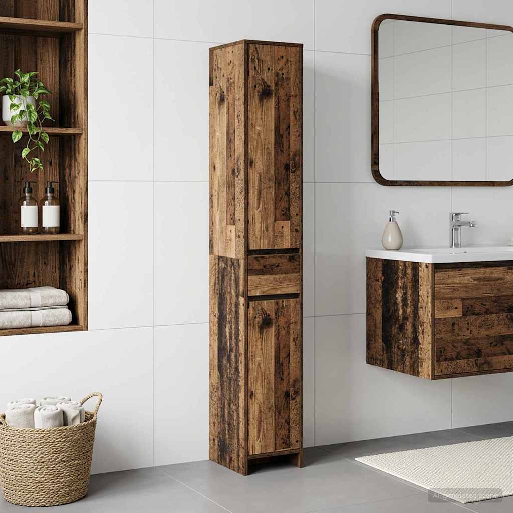 vidaXL Badkamerkast Wit 30 x 33 x 190 cm Bewerkt hout