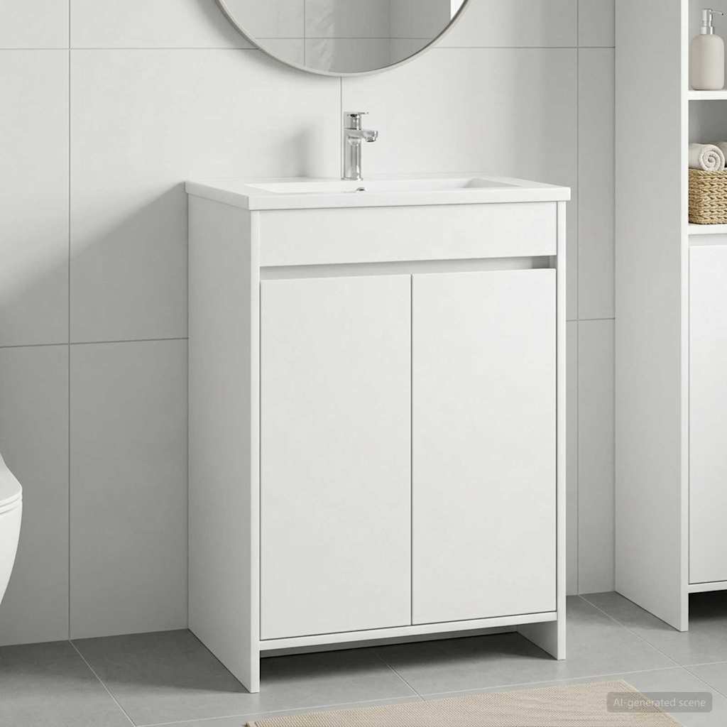 vidaXL Bathroom Under Sink Cabinet White 56 x 37.5 x 81 cm
