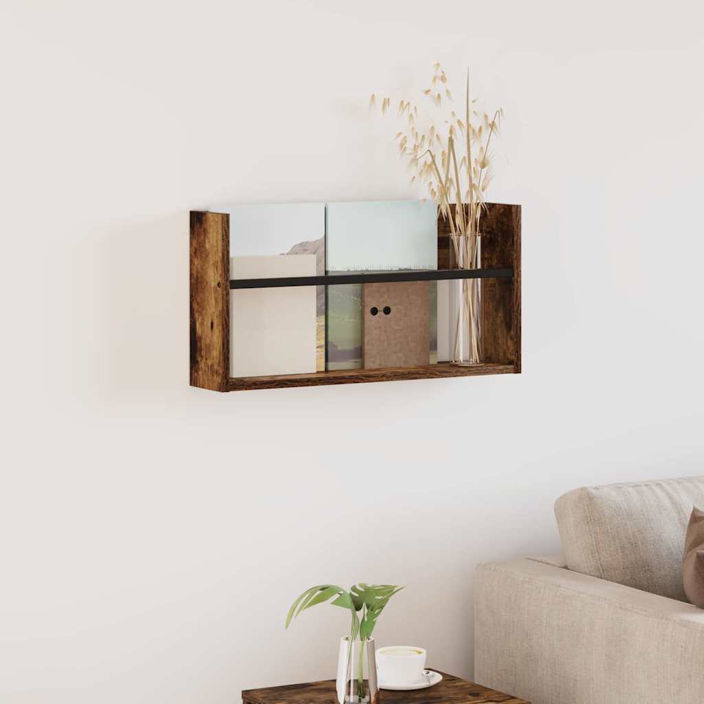 vidaXL Magazine Rack Black Oak 60 x 12 x 30 cm Engineered Wood