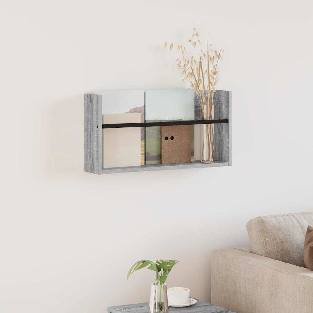 vidaXL Magazine Rack Black Oak 60 x 12 x 30 cm Engineered Wood