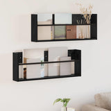 vidaXL Magazine Rack Black Oak 60 x 12 x 30 cm Engineered Wood