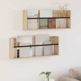 vidaXL Magazine Rack Black Oak 60 x 12 x 30 cm Engineered Wood