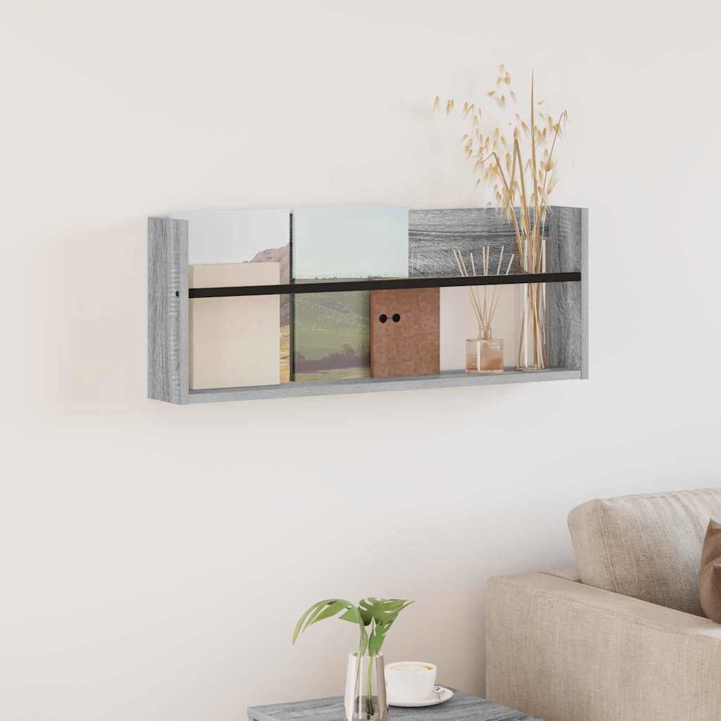 vidaXL Magazine Rack Black Oak 60 x 12 x 30 cm Engineered Wood