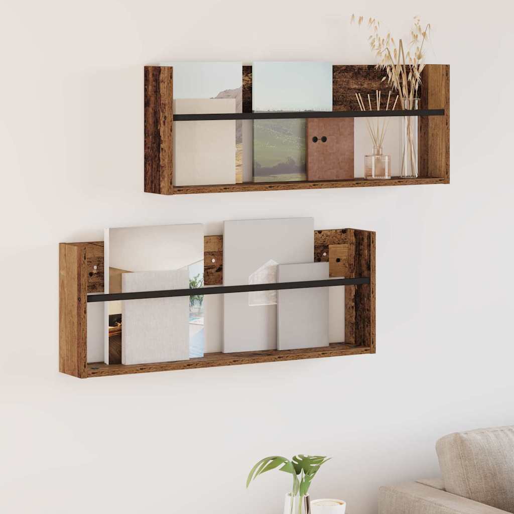 vidaXL Magazine Rack Black Oak 60 x 12 x 30 cm Engineered Wood