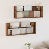 vidaXL Magazine Rack Black Oak 60 x 12 x 30 cm Engineered Wood
