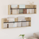 vidaXL Magazine Rack Black Oak 60 x 12 x 30 cm Engineered Wood