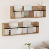vidaXL Magazine Rack Black Oak 60 x 12 x 30 cm Engineered Wood