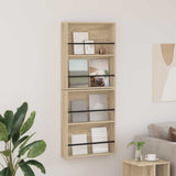 vidaXL Magazine Rack Black Oak 60 x 12 x 70 cm Engineered Wood