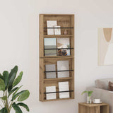 vidaXL Magazine Rack Black Oak 60 x 12 x 70 cm Engineered Wood