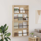 vidaXL Magazine Rack Black Oak 60 x 12 x 70 cm Engineered Wood