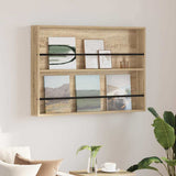 vidaXL Magazine Rack Black Oak 60 x 12 x 70 cm Engineered Wood