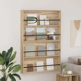 vidaXL Magazine Rack Black Oak 60 x 12 x 70 cm Engineered Wood
