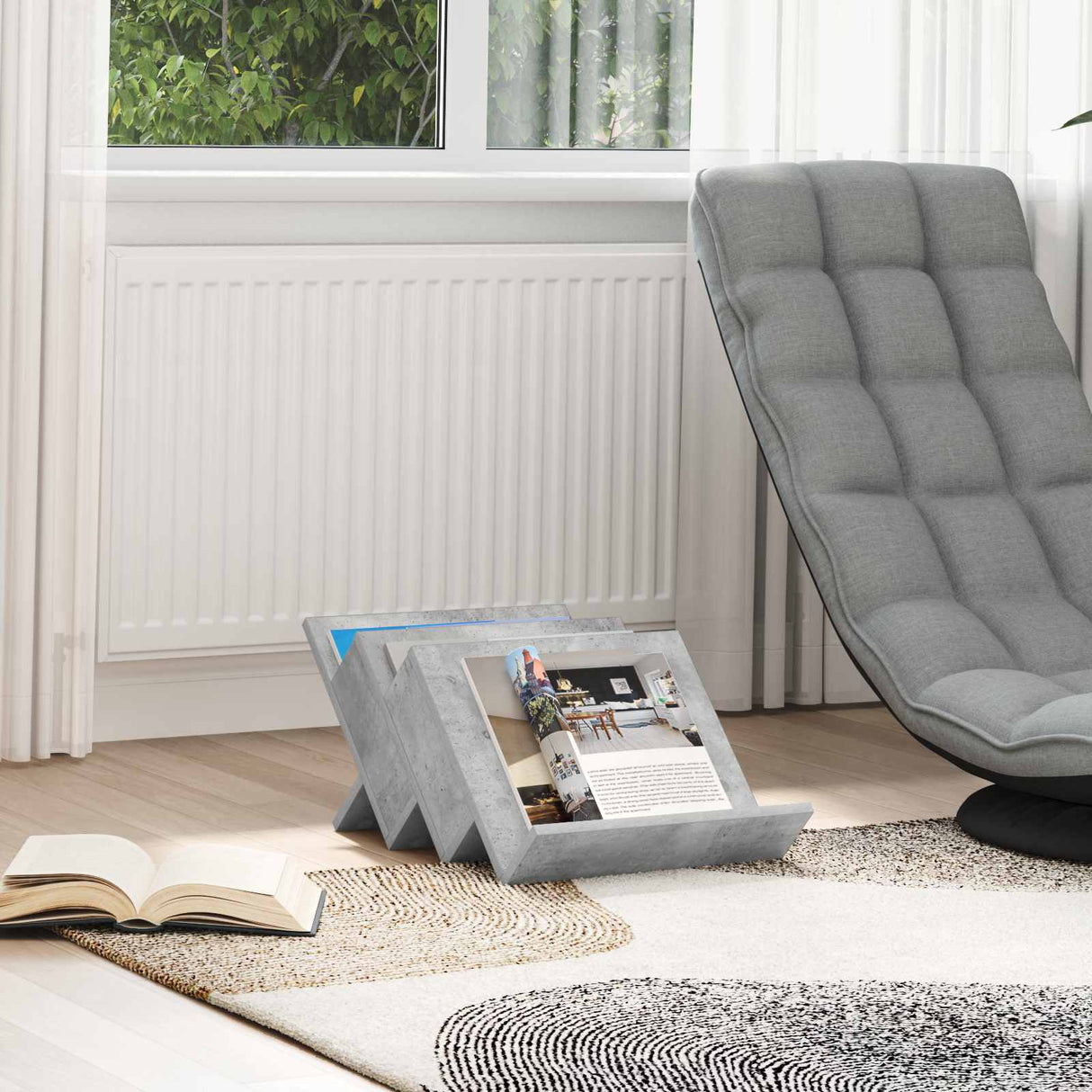 vidaXL Tijdschriftenrek met plank Wit 53 x 40 x 28.5 cm Bewerkt hout
