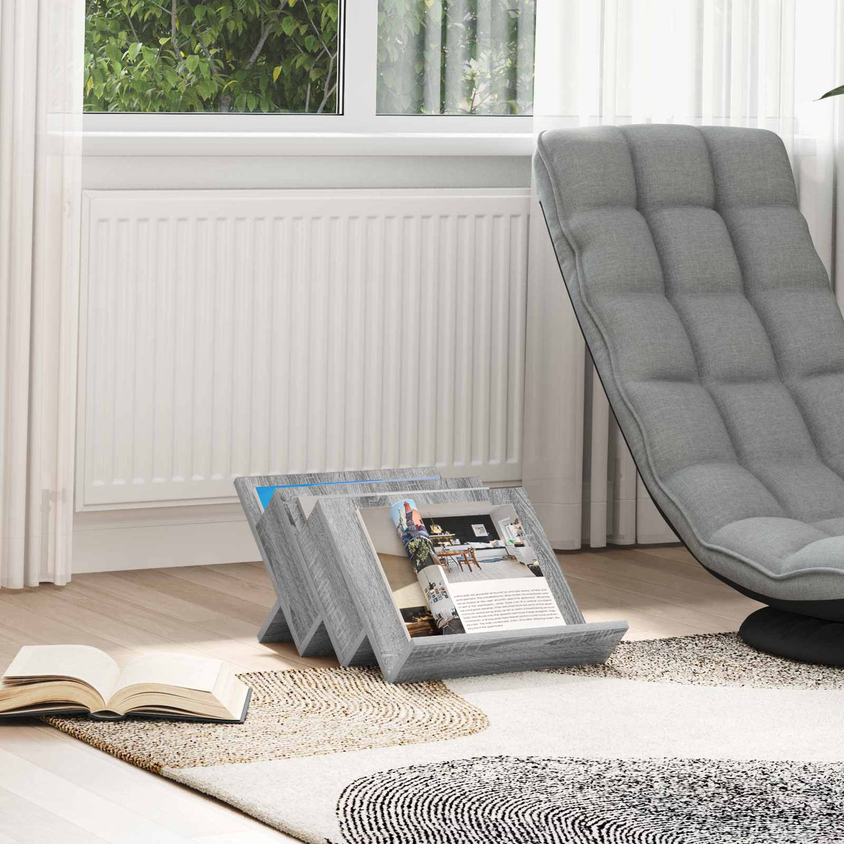 vidaXL Tijdschriftenrek met plank Wit 53 x 40 x 28.5 cm Bewerkt hout
