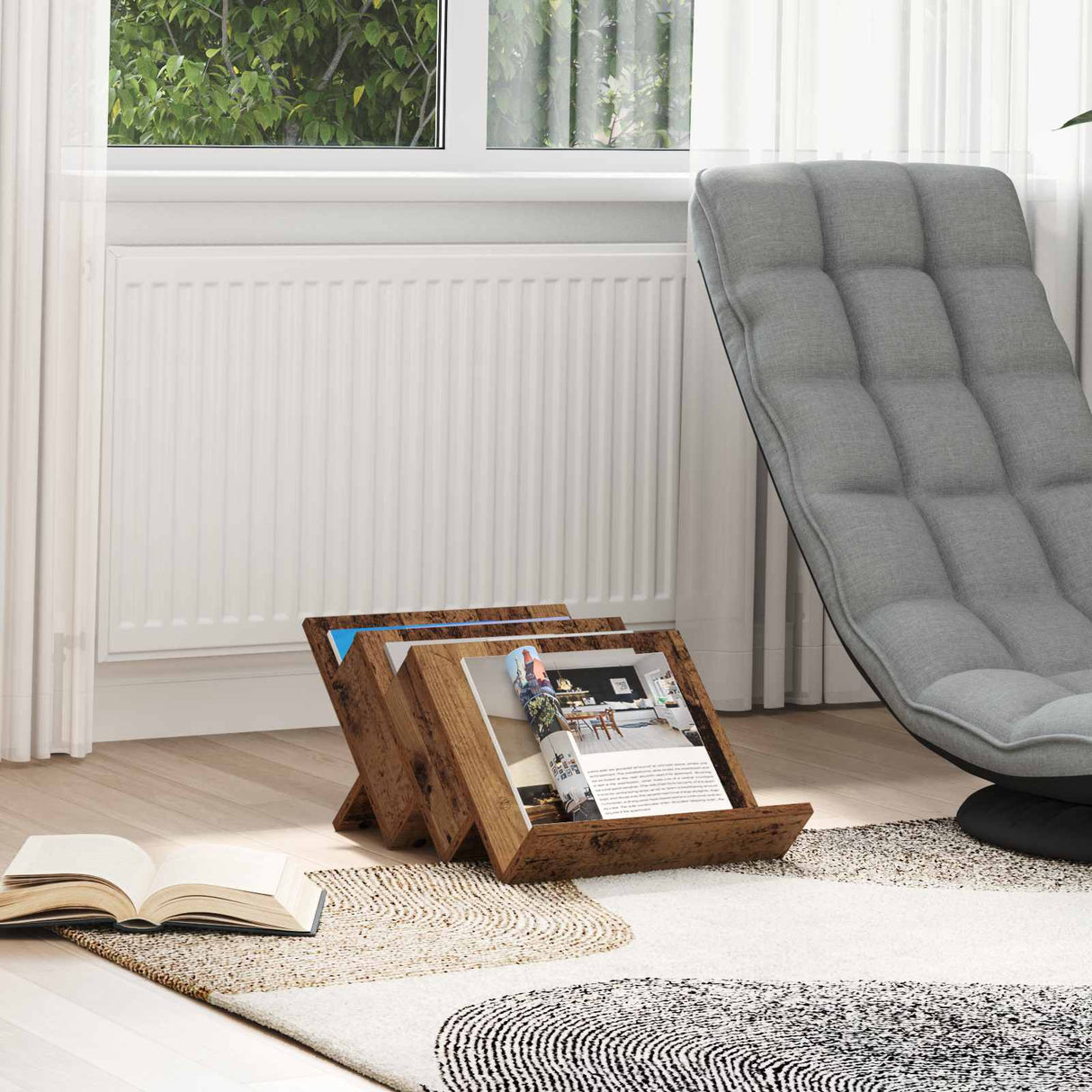 vidaXL Tijdschriftenrek met plank Wit 53 x 40 x 28.5 cm Bewerkt hout