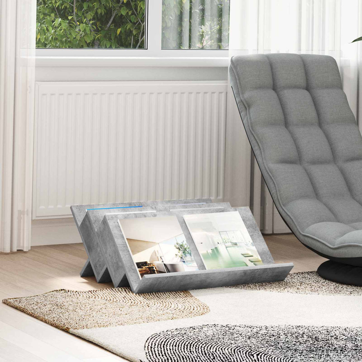 vidaXL Tijdschriftenrek met plank Wit 53 x 40 x 28.5 cm Bewerkt hout