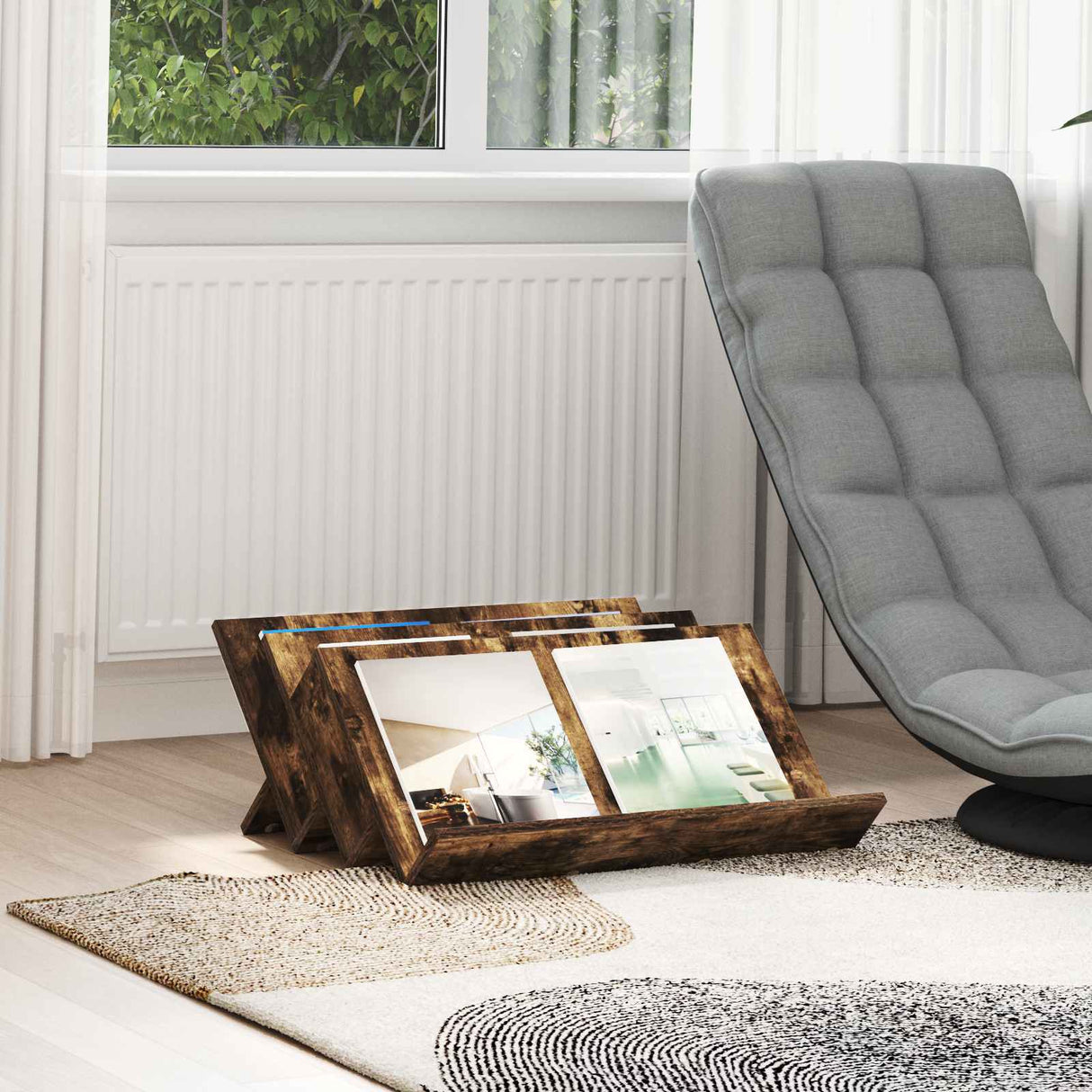 vidaXL Tijdschriftenrek met plank Wit 53 x 40 x 28.5 cm Bewerkt hout