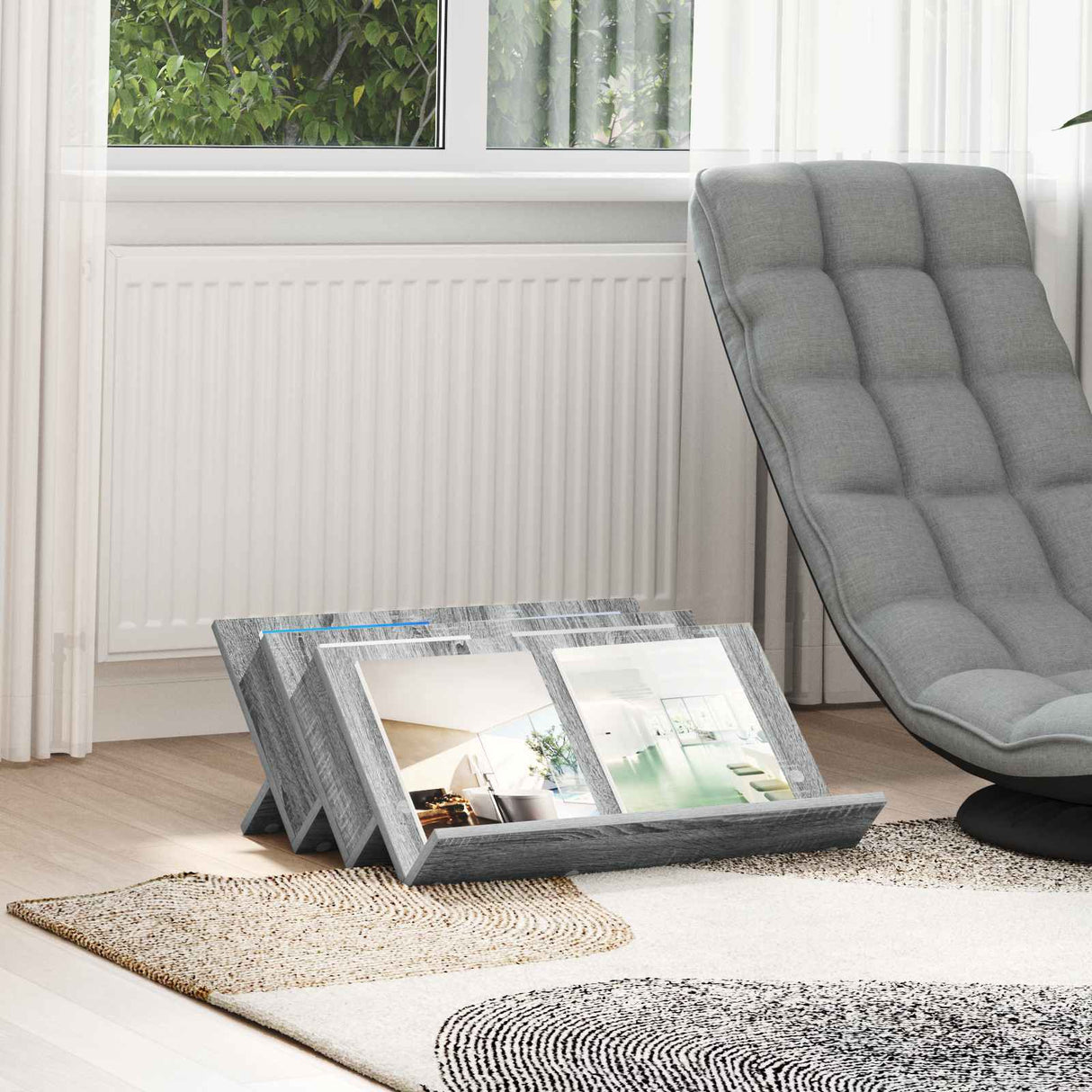 vidaXL Tijdschriftenrek met plank Wit 53 x 40 x 28.5 cm Bewerkt hout