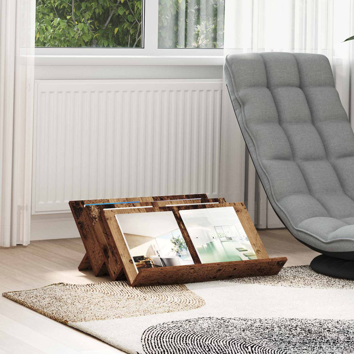 vidaXL Tijdschriftenrek met plank Wit 53 x 40 x 28.5 cm Bewerkt hout