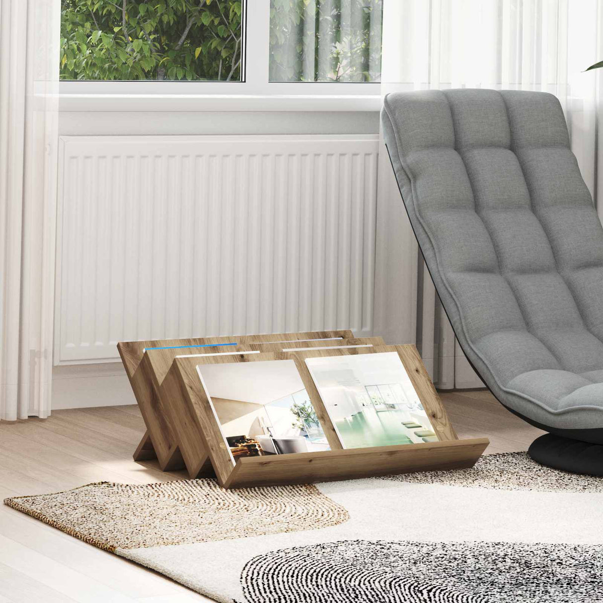 vidaXL Tijdschriftenrek met plank Wit 53 x 40 x 28.5 cm Bewerkt hout