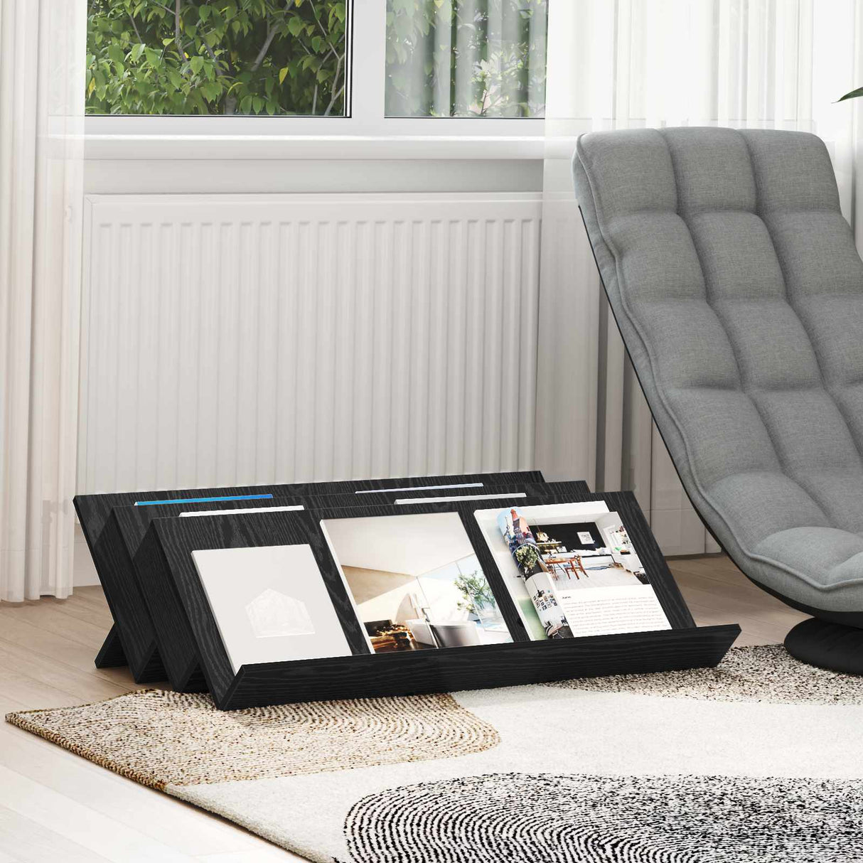 vidaXL Tijdschriftenrek met plank Wit 53 x 40 x 28.5 cm Bewerkt hout