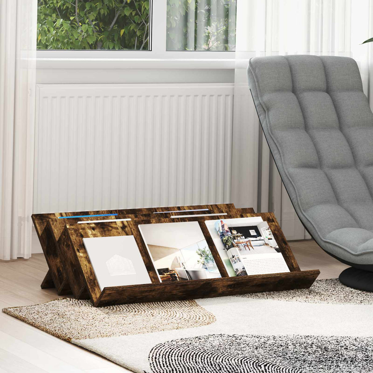 vidaXL Tijdschriftenrek met plank Wit 53 x 40 x 28.5 cm Bewerkt hout