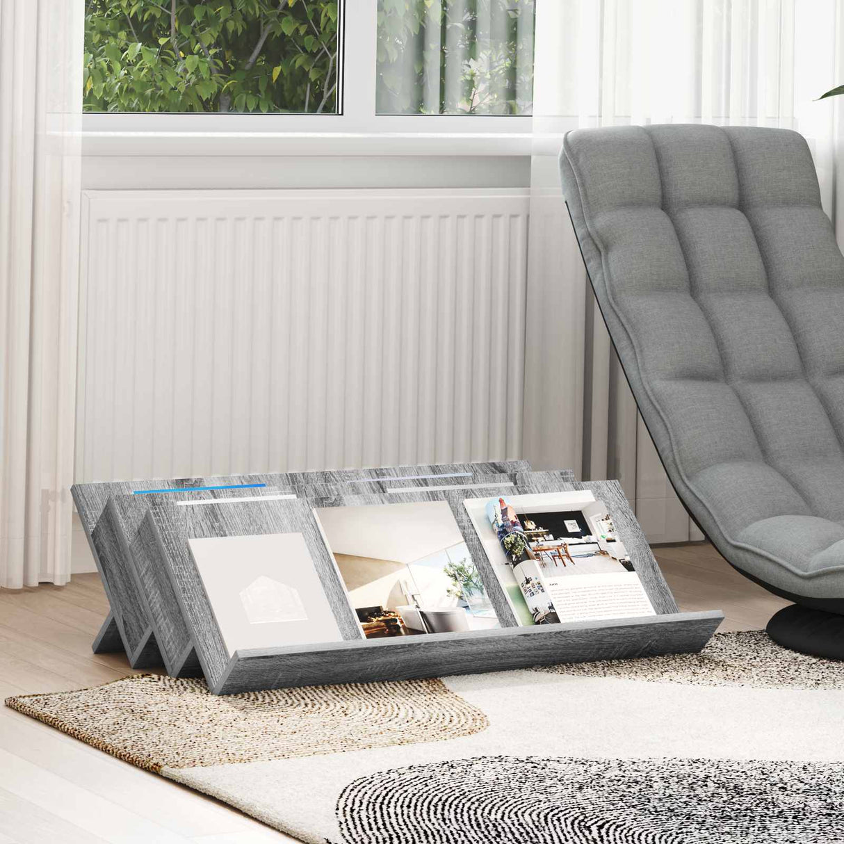 vidaXL Tijdschriftenrek met plank Wit 53 x 40 x 28.5 cm Bewerkt hout
