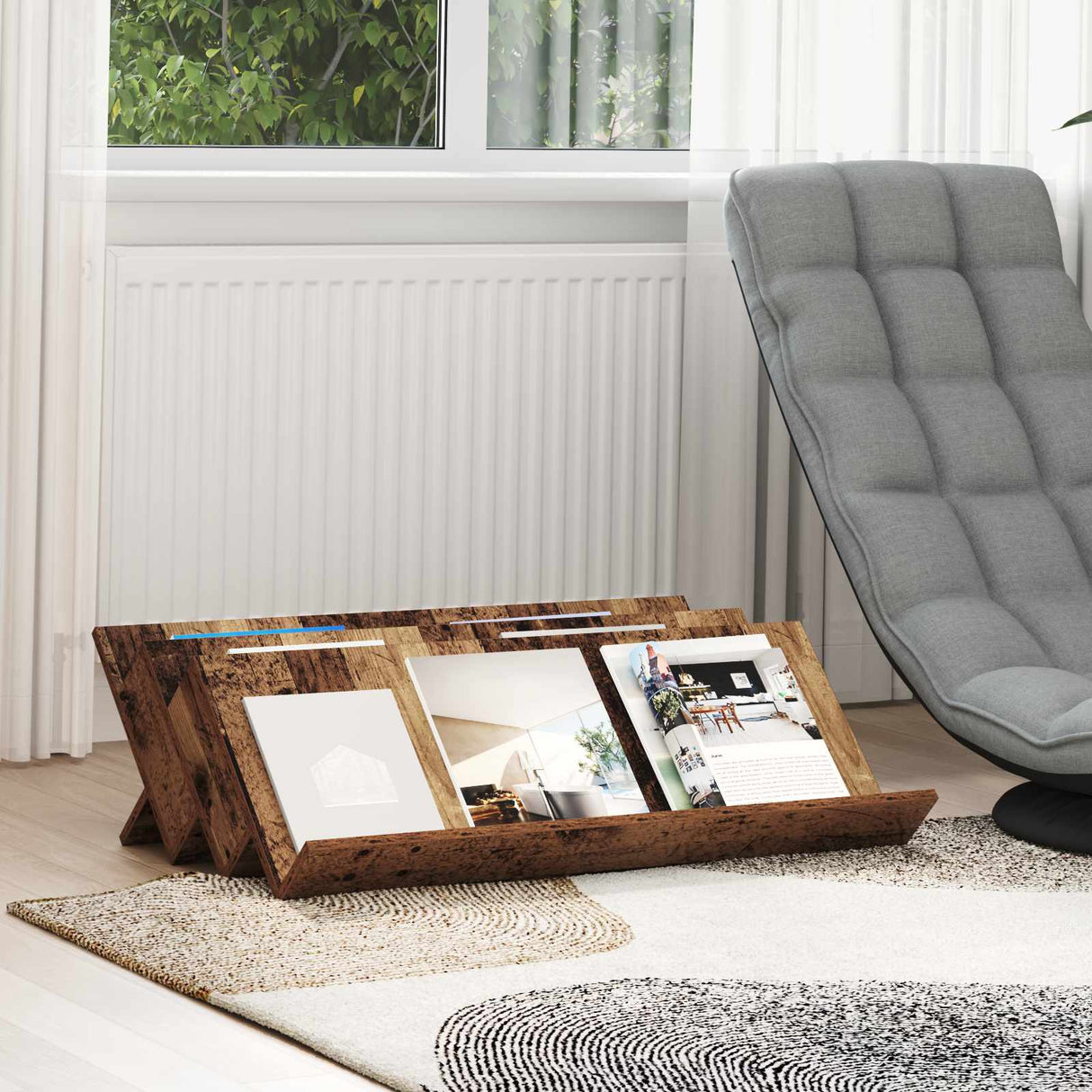 vidaXL Tijdschriftenrek met plank Wit 53 x 40 x 28.5 cm Bewerkt hout
