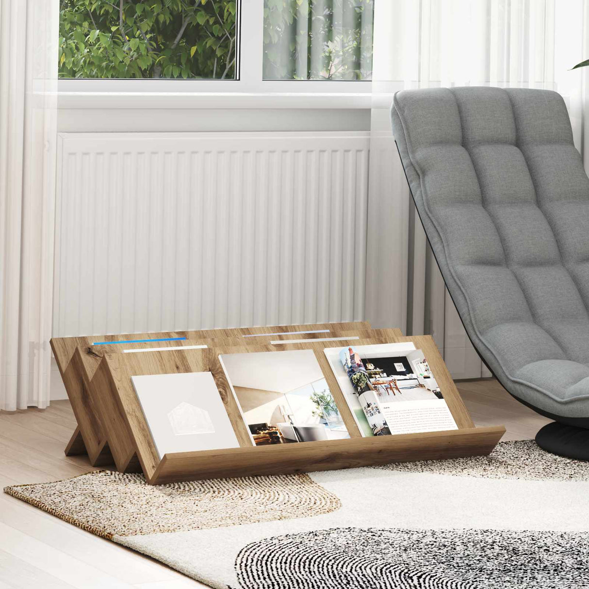 vidaXL Tijdschriftenrek met plank Wit 53 x 40 x 28.5 cm Bewerkt hout