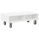 vidaXL Bijzettafel met wielen Wit 90 x 50 x 30 cm Bewerkt hout