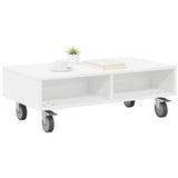 vidaXL Bijzettafel met wielen Wit 90 x 50 x 30 cm Bewerkt hout