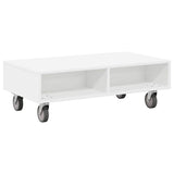 vidaXL Bijzettafel met wielen Wit 90 x 50 x 30 cm Bewerkt hout
