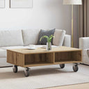 vidaXL Bijzettafel met wielen Wit 90 x 50 x 30 cm Bewerkt hout