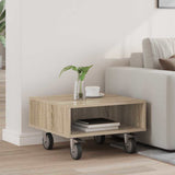 vidaXL Bijzettafel met wielen Wit 90 x 50 x 30 cm Bewerkt hout