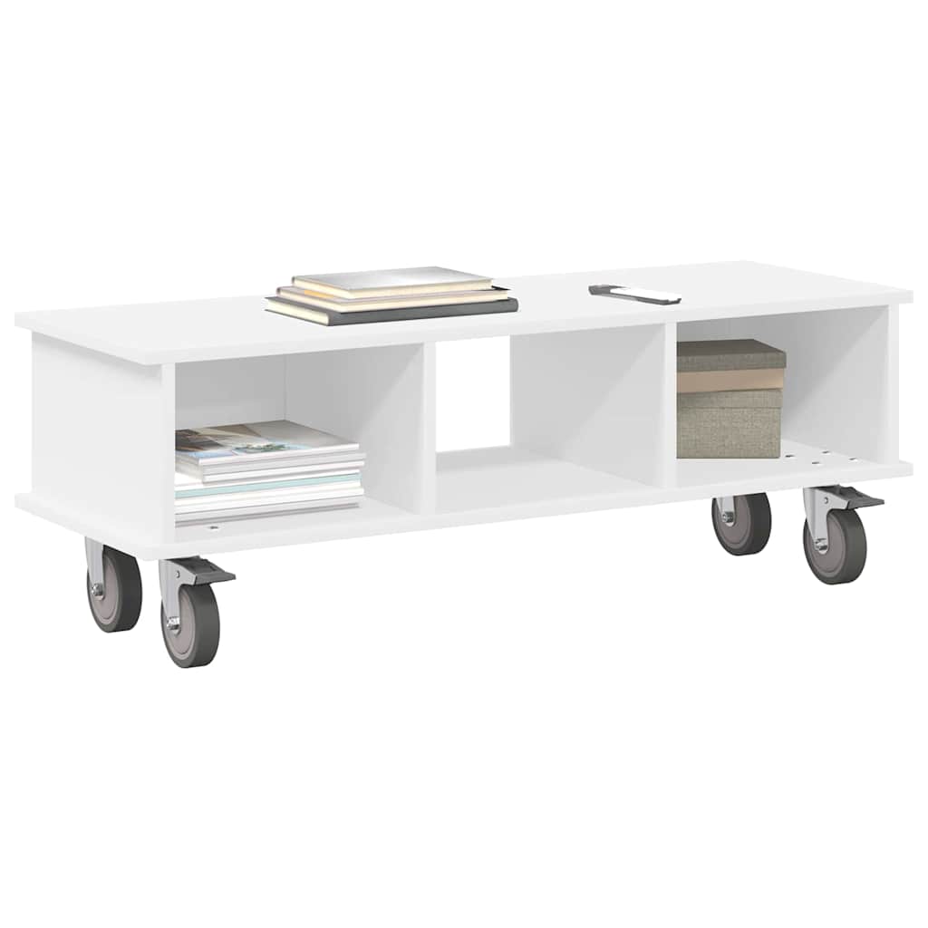 vidaXL TV Stand Wit 100 x 35 x 35 cm Bewerkt hout