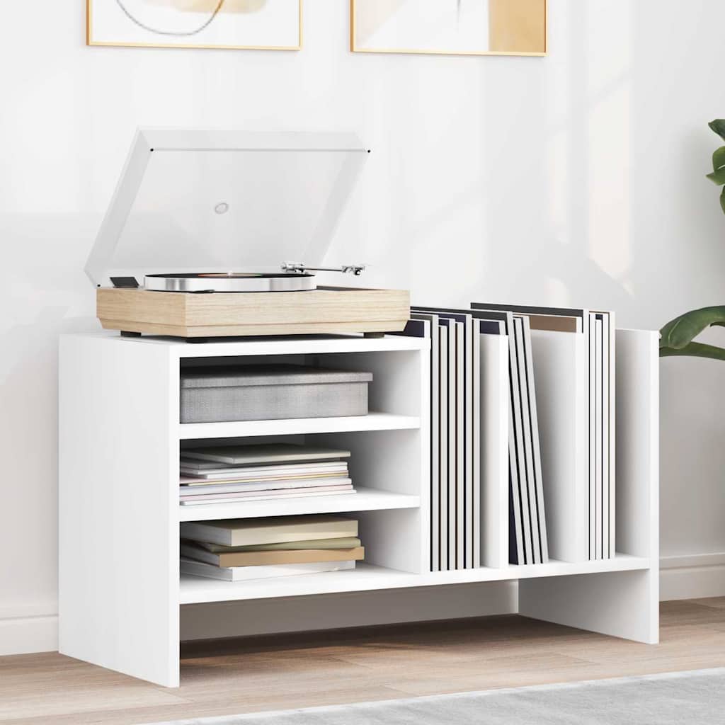 vidaXL Platenkast met plank Wit 78,5 x 35 x 45 cm Bewerkt hout