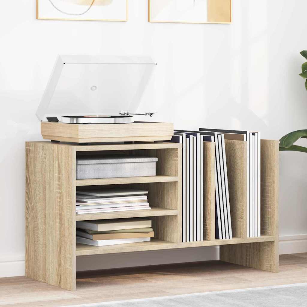 vidaXL Platenkast met plank Wit 78,5 x 35 x 45 cm Bewerkt hout