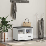 vidaXL Hallenbank Wit 60 x 38 x 46 cm Geengineerd Hout en Stof