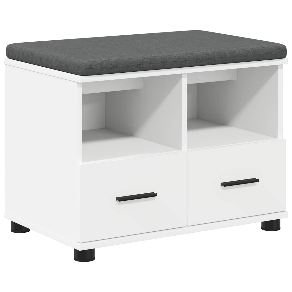 vidaXL Hallenbank Wit 60 x 38 x 46 cm Geengineerd Hout en Stof