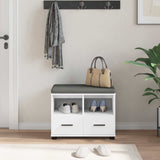 vidaXL Hallenbank Wit 60 x 38 x 46 cm Geengineerd Hout en Stof