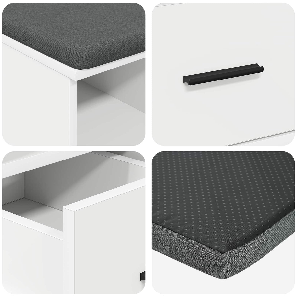 vidaXL Hallenbank Wit 60 x 38 x 46 cm Geengineerd Hout en Stof