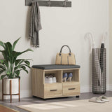 vidaXL Hallenbank Wit 60 x 38 x 46 cm Geengineerd Hout en Stof
