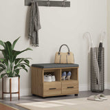 vidaXL Hallenbank Wit 60 x 38 x 46 cm Geengineerd Hout en Stof