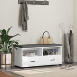 vidaXL Hallenbank Wit 60 x 38 x 46 cm Geengineerd Hout en Stof